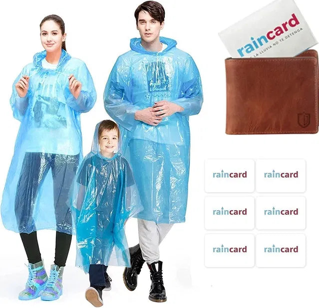 FULLY Reusable Wallet Rain Card Rain. Coat for Adults (Set of 10) Multicolour